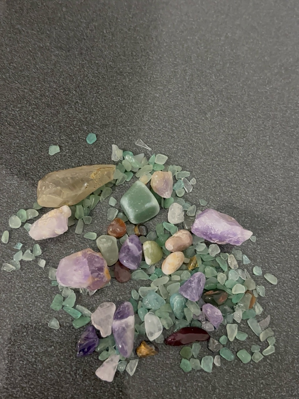 Mixed Green and Purple Decorative Gemstone Accent Set